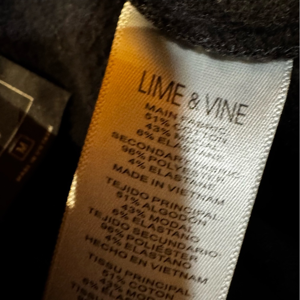 Lime & Vine Black sweat pants copper zipper elastic tie waist street wear Medium - Picture 7 of 10